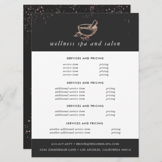 Roos Gold Spa Logo | Prijsbrochure (Voorkant / Achterkant)