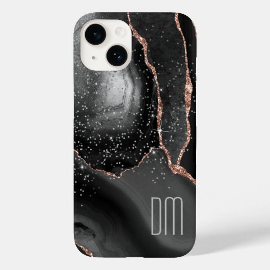 Roos Gold Sparkle Abstract Monogram Case-Mate iPhone Case (Achterkant)