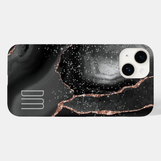 Roos Gold Sparkle Abstract Monogram Case-Mate iPhone Case (Achterkant (horizontaal))