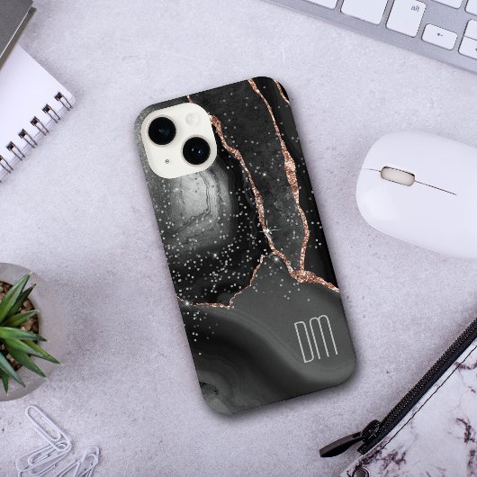 Roos Gold Sparkle Abstract Monogram iPhone Hoesje