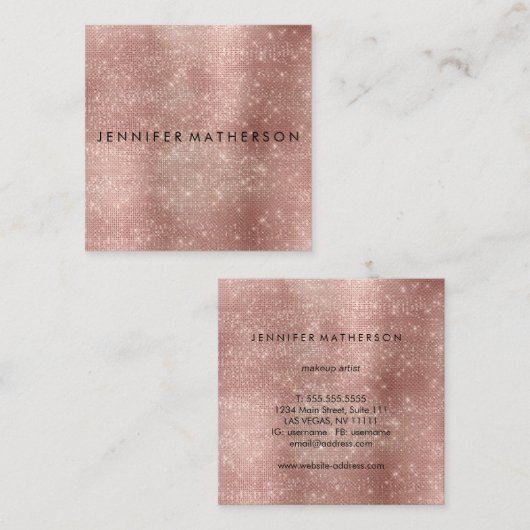Roos Gold Sparkle Beaukle-stylist Vierkante Visitekaartje (Voorkant / Achterkant)