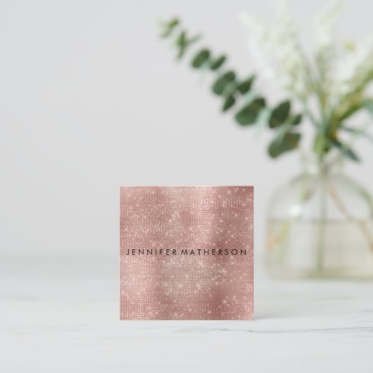 Roos Gold Sparkle Beaukle-stylist Vierkante Visitekaartje (Staand voorkant)