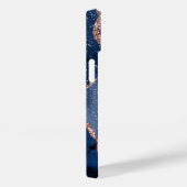 Roos Gold Sparkle Blue Abstract Monogram Case-Mate iPhone Case (Achterkant / Rechts)