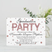 Roos Gold Sparkle Confetti Graduation Party Kaart (Staand voorkant)