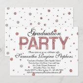 Roos Gold Sparkle Confetti Graduation Party Kaart (Voorkant / Achterkant)