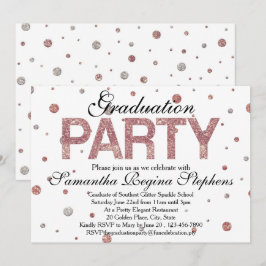 Roos Gold Sparkle Confetti Graduation Party Kaart