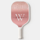 Roos Gold Sparkle Diamond Monogram Pickleball Paddle (Voorkant)