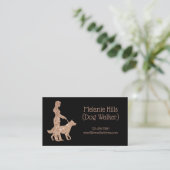 Roos Gold Sparkle  Dog Walker Pet Sitter Visitekaartje (Staand voorkant)