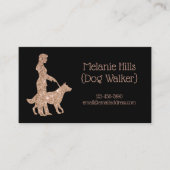 Roos Gold Sparkle  Dog Walker Pet Sitter Visitekaartje (Voorkant)