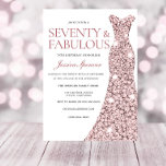 Roos Gold Sparkle Dress 70th Birthday Invite Kaart<br><div class="desc">Roos Gold Sparkle Dress 70th Birthday nodigt Variaties uit voor de uitnodiging en overeenkomende objecten in onze winkel</div>