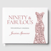 Roos Gold Sparkle Dress 90th Birthday Party Gastenboek (Voorkant)
