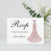 Roos Gold Sparkle Dress de hele dag door / Bridal  RSVP Kaartje (Staand voorkant)