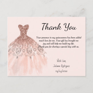 Roos Gold Sparkle Dress Hartelijk dank voor Quince Briefkaart