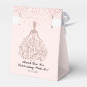 Roos Gold Sparkle Dress Quinceañera Glitter Pink Bedankdoosjes (Achterkant)