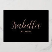 Roos Gold Sparkle Dress Quinceañera Uitnodiging (Achterkant)