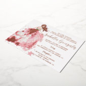 Roos Gold Sparkle Dress Quinceañera Uitnodiging (Gedraaid)