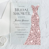 Roos Gold Sparkle Dress Vrijgezellenfeest Acryl Uitnodigingen