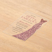 Roos Gold Sparkle Dress Womans 50e verjaardag Acryl Uitnodigingen (Laagn)