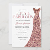 Roos Gold Sparkle Dress Womans 50e verjaardag Kaart (Voorkant)