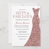 Roos Gold Sparkle Dress Womans 60e verjaardag Kaart (Voorkant)