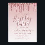 Roos Gold Sparkle Dripping Glitter 16th Birthday Kaart<br><div class="desc">Roos Gold Sparkle Dripping Glitter 16e verjaardag Uitnodiging</div>