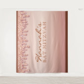 Roos Gold Sparkle Drippy Drip Bat Mitzvah Achtergr Wandkleed (Voorkant)