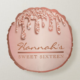 Roos Gold Sparkle Drippy Drip Party Swag Rond Kussen