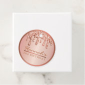 Roos Gold Sparkle Drippy Drip Verjaardagsfeestgesc Bedankjes Labels (In situ)