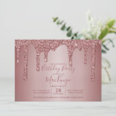 Roos Gold Sparkle Driving Glitter Birthday Kaart (Staand voorkant)