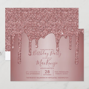 Roos Gold Sparkle Driving Glitter Birthday Kaart