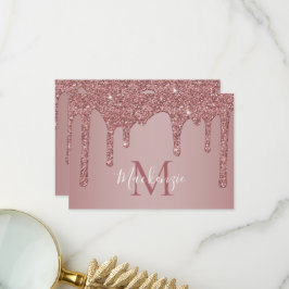 Roos Gold Sparkle Driving Glitter Monogram Bedankkaart