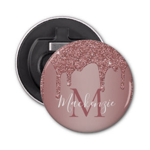 Roos Gold Sparkle Driving Glitter Monogram Button Flesopener