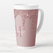 Roos Gold Sparkle Driving Glitter Monogram Latte Mok (Rechterhoek)