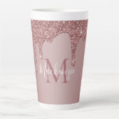 Roos Gold Sparkle Driving Glitter Monogram Latte Mok (Voorkant)