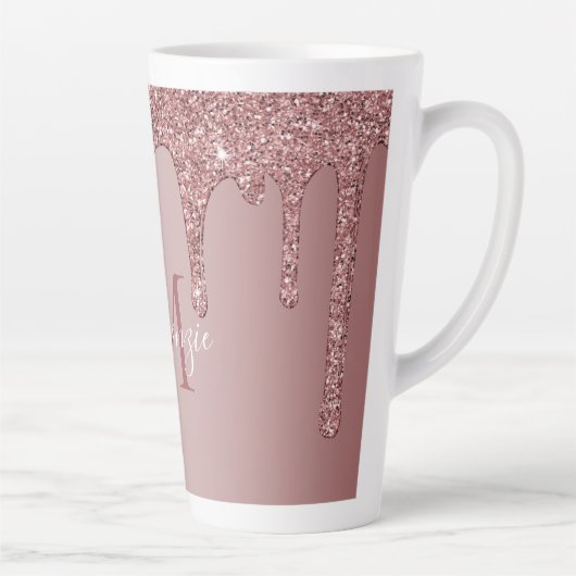 Roos Gold Sparkle Driving Glitter Monogram Latte Mok (Rechts)