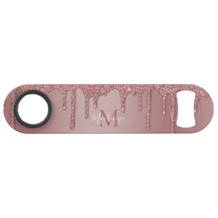 Roos Gold Sparkle Driving Glitter Monogram Speed Flessenopener