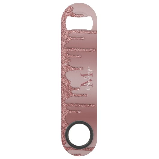 Roos Gold Sparkle Driving Glitter Monogram Speed Flessenopener (Achterkant)