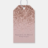Roos Gold Sparkle Faux Glitter Cadeaulabel (Voorkant)