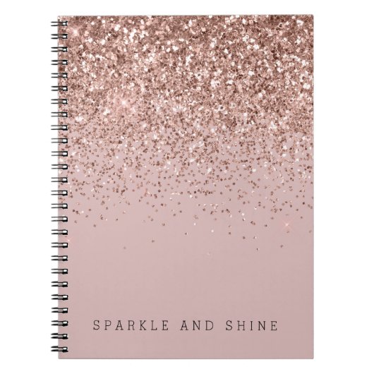 Roos Gold Sparkle Faux Glitter Notitieboek (Voorkant)