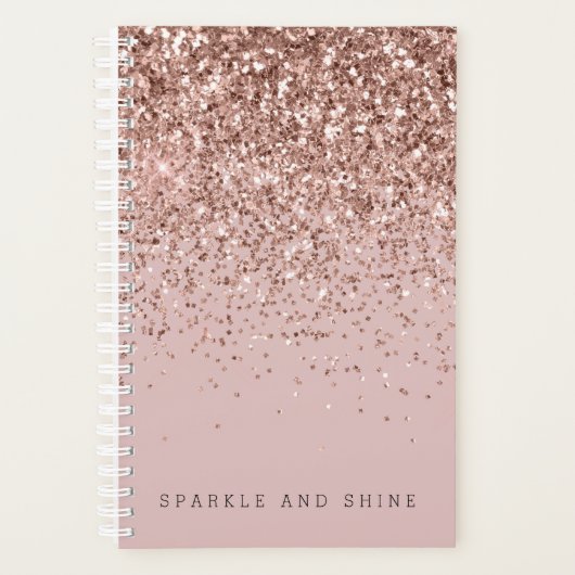 Roos Gold Sparkle Faux Glitter Planner (Voorkant)
