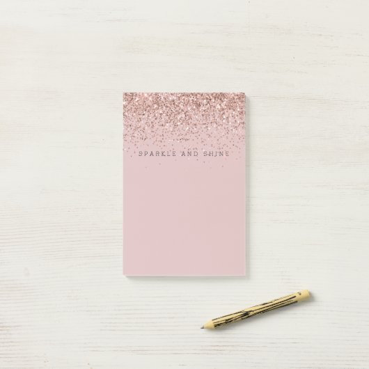 Roos Gold Sparkle Faux Glitter Post-it® Notes (Op bureau)