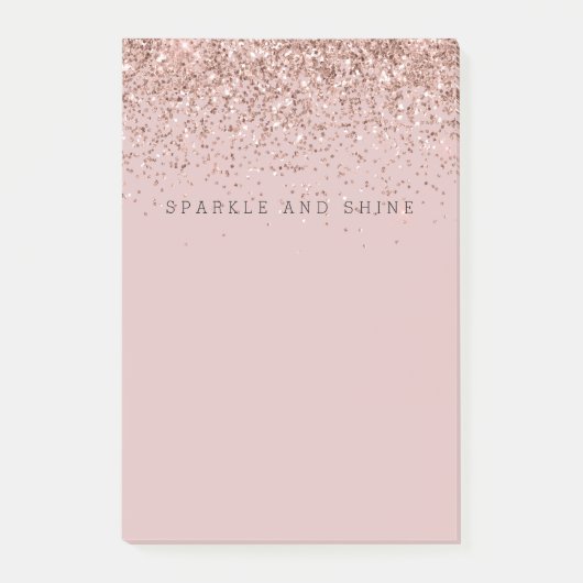 Roos Gold Sparkle Faux Glitter Post-it® Notes (Voorkant)