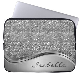 Roos Gold Sparkle Glam Bling Personalized Metal Laptop Sleeve