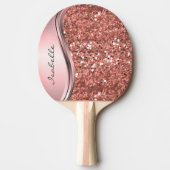 Roos Gold Sparkle Glam Bling Personalized Metal Tafeltennisbatje (Voorkant)