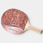 Roos Gold Sparkle Glam Bling Personalized Metal Tafeltennisbatje (Zijkant)