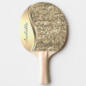 Roos Gold Sparkle Glam Bling Personalized Metal Tafeltennisbatje (Voorkant)
