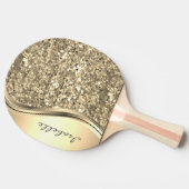 Roos Gold Sparkle Glam Bling Personalized Metal Tafeltennisbatje (Zijkant)