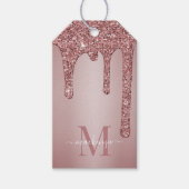 Roos Gold Sparkle Glam Glitter Drift Monogram Cadeaulabel (Voorkant)