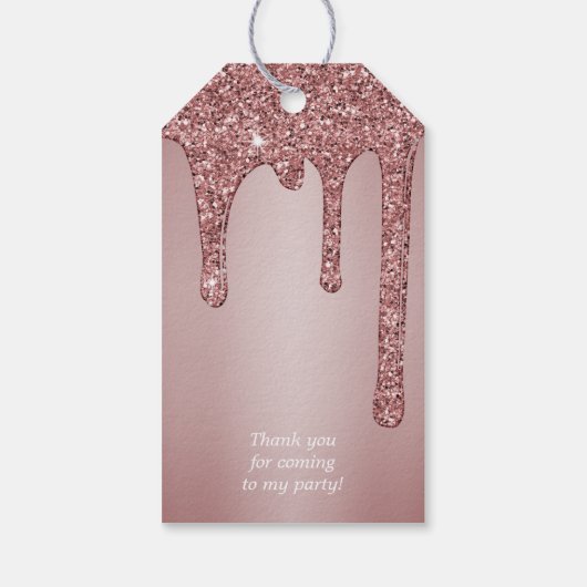 Roos Gold Sparkle Glam Glitter Drift Monogram Cadeaulabel (Achterkant)