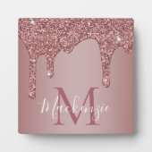 Roos Gold Sparkle Glam Glitter Drift Monogram Fotoplaat (Voorkant)